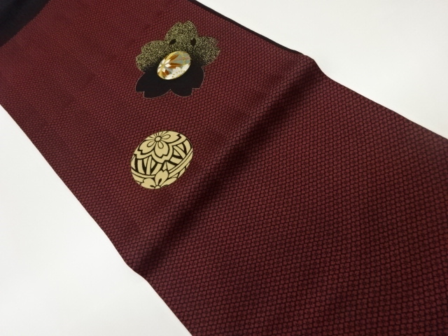 JAPANESE NAGOYA OBI / KINSAI / EMBROIDERY / SAKURA